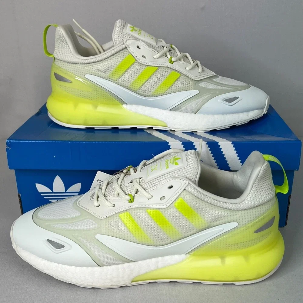 Adidas Men's Originals‎ ZX 2K Boost 2.0 Neon Slime Green White Sneakers Sz 10.5
